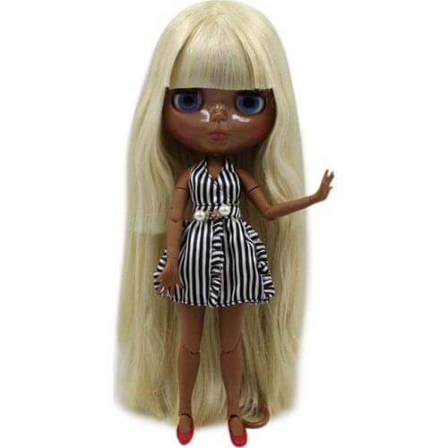 ICY DBS Blyth super black skin tone darkest skin black mix gold and white hair joint body 1/6 30cm bjd dolls280BL0720/1003