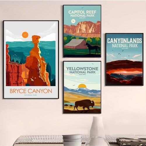 Traval Poster Wall Art Painting Bryce Canyon Park Canvas Poster Print Famous Viewscape Picture for Room Decoration