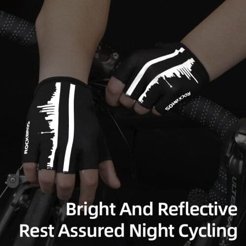 ROCKBROS Breathable Bicycle Gloves Men Women Anti-sweat Reflective Summer Cycling Half Finger Gloves Anti-slip Bike Gloves