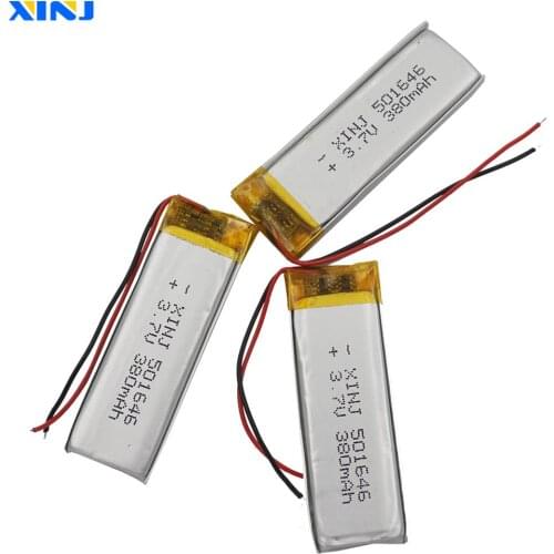 XINJ 3pcs 3.7V 380mAh Polymer Lithium Battery Lipo Cell 501646 For Headphones Bluetooth Speaker Smart Watch Camera Music Player