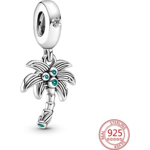 New 925 Sterling Silver Coconut Tree Leaves Charms Pendant Fit Original Pandora DIY Bracelet Women Festival Jewelry Gift Making