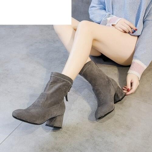 Krasovki 2021 High Quality Sheepskin Flock Ankle Boots Autumn Winter Plush Boots for Women Warm Shoes Soft Leather Sock Shoes