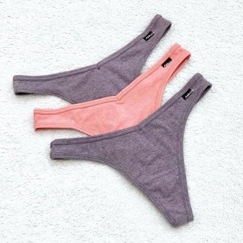 3Pcs/Lot V Waist Cotton G-String Thong Panties String Underwear Women Briefs Sexy Lingerie Pants Low-Rise Ladies Intimate T Back