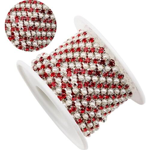 1Metre Crystal Rhinestones Close Chain Clear Trim Silver Base Copper Cup Rhinestone Chain Apparel Sewing Style Accessories