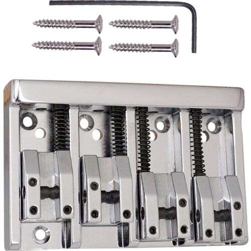 1 Set 4 String Electric Bass High-End Roller Saddles Bridge Tailpieces