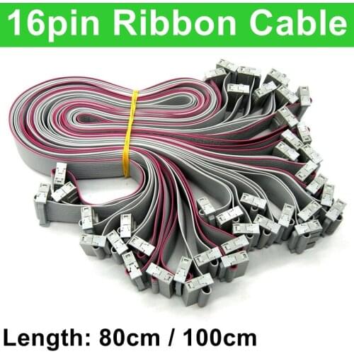 Free Shipping 80cm 16pin ribbon cable 2.54mm Pitch Extension grey Flat Cable Wires for led display control card 10pcs/lot