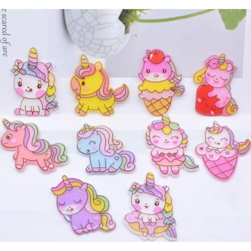 10Pcs/lots Cute Unicorn Flat Back Home Decoration Baby Hairpin DIY Crafts Refrigerator Accessories