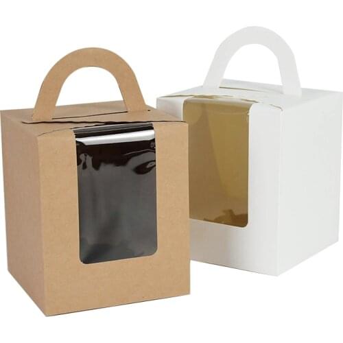 11cm Bakery Business Packaging Paper Box DIY Clear Transparent Cupcake Box Mini Cake Package Supplies Birthday Baby Shower Decor