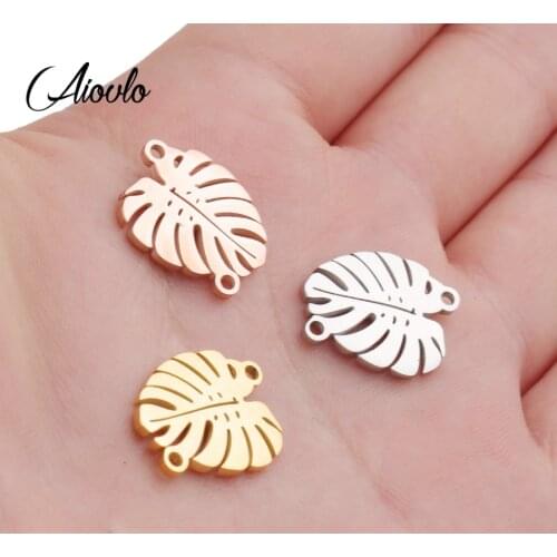 5pcs/lot leaf Stainless Steel Decoration Pendant Connectors Bohemia Handmade Charm Accessories DIY Earrings Jewelry Making