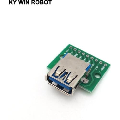 5PCS USB 3.0 Female Head Seat DIP Flat Module line Adapter Plate Base to USB-3.0 Conversion Board