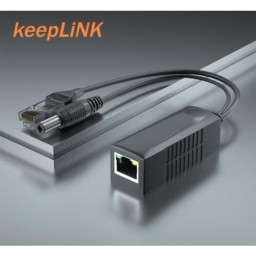 Active PoE Splitter Power Over Ethernet 48V to 12V 2A DC2.5mm Barrel Jacket for IP Camera IEEE802.3af/at Compliant