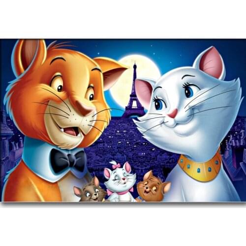Full Square Diamond Embroidery Disney Cartoon aristocats DIY Diamond Painting Cross Stitch Drill Picture of Rhinestones Decor