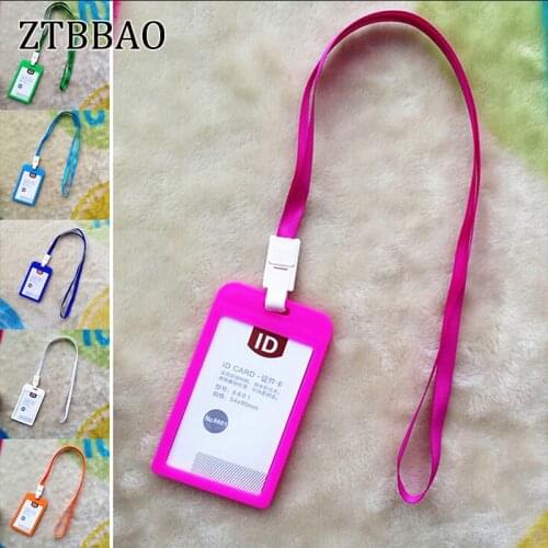 ZTBBAO Brand Bank Credit Card Holders Women Men Neck Strap Card Bus ID Holders Candy Color Identity Badge Lanyard Wholesale