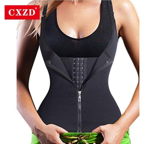 CXZD Womens Waist Coach Push Up Vest Belly Waistline Slimming Fat Slimming Fat Burning Corset Zipper Vest Size S-4XL Shaperwear