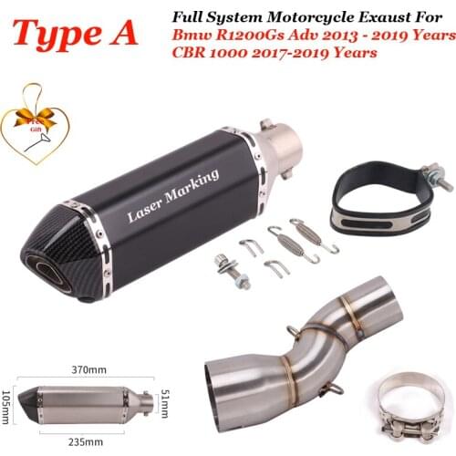 For Bmw R1200Gs Adv 2013 - 2019 Years Motorcycle Full Modified Middle Exhaust System Pipe Connection Motorcycle Exhaust Muffler