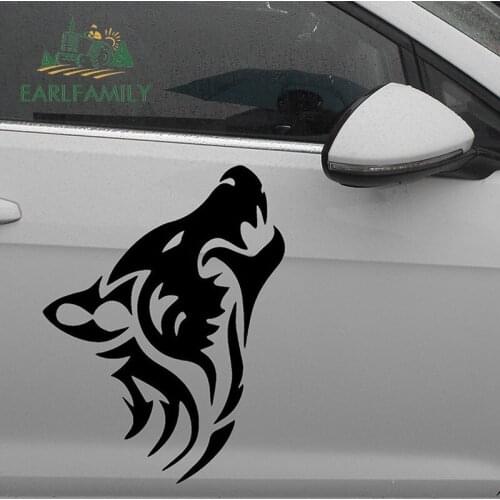 EARLFAMILY 50cm x 50cm Wolf Silhouette (one For Each Side) Car Sticker for Cars Side Truck Window Auto Door Kayak Vinyl Decal