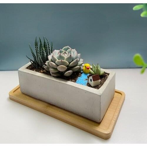Concrete Pot Mold Big Size Rectangular Concrete Planter Silicone Mold Industrial Style Cement Flowerpot Container Mould