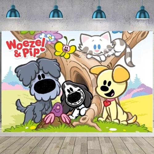 Woezel En Pip Backdrop Boys Happy Birthday Party Custom Photo Background Baby Shower Photocall Prop Decoration Banner