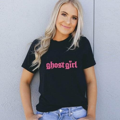 Ghost Girl 100% Cotton T-shirt Aesthetic Gothic Grunge Tshirt Clothing Cute Women Halloween Party Top Tee Shirt