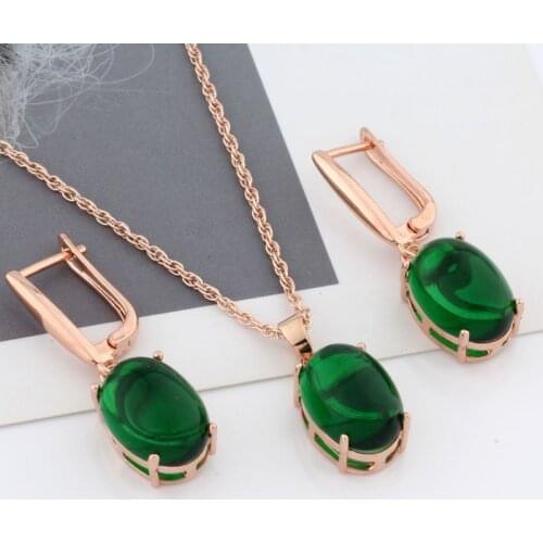 Irina New Trendy Jewelry Sets For Women Wedding Hollow Oval Shape 585 Rose Gold Color Pendant Necklace and Earrings Good Sale