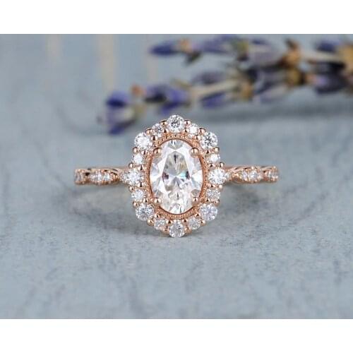 Exquisite Rose Gold Plated Oval Cut White Zircon Wedding Rings Engagement Ring Anniversary Jewelry White Gold Ring for Women