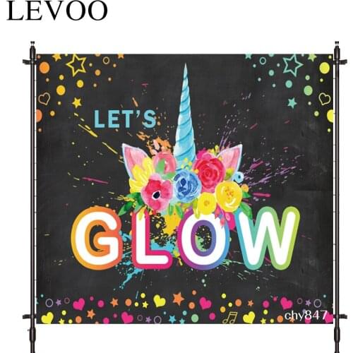 LEVOO Photography Backdrop Graffiti Unicorn Glow Party Princess Prop Fabric Photography Backdrop Photocall Photobooth