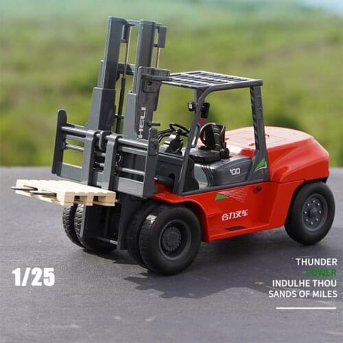 Diecast 1/25 Scale for HELI G series Alloy 10T Heavy Forklift Truck Model Static Display Gift Collection Toys