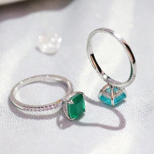 Lovers Emerald Promise ring 925 Sterling silver Engagement Wedding Band Rings for women Men Charm Finer Jewelry