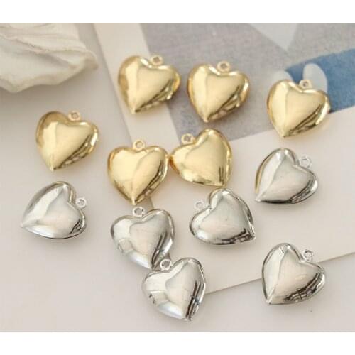10Pcs 1.7*1.5CM Gold Silvver Color Copper Heart Charms For DIY Making Earrings Necklace Jewelry Accessories