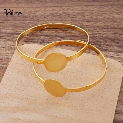 BoYuTe Custom Made (50 Pieces/Lot) 60*5MM Metal Brass Bracelet with 20MM Flat Base Handmade Diy Jewelry Accessories Materials