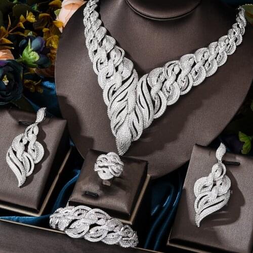 Missvikki Brand Luxury Gorgeous Necklace Bangle Ring Earrings Jewelry Set Women Bridal Wedding Sparkly Engagement High Quality