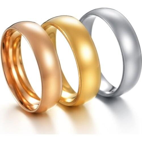 Fashion Smooth Stainless Steel Couple Rings Gold Simple Women Men Lovers Wedding Jewelry Engagement Gifts High Quality Wholesale