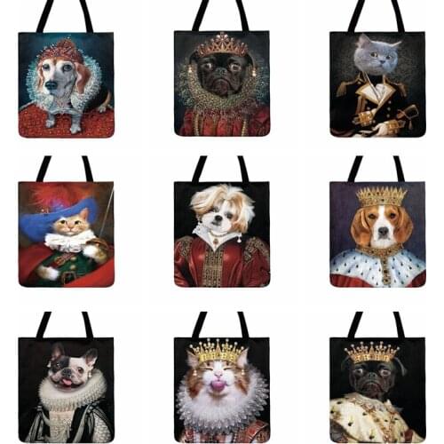 Fashion Beach Bag Baroque Royal Animal Painting Print Tote Bag For Women Casual Tote Outdoor Shopping Bag Ladies Shoulder Bag