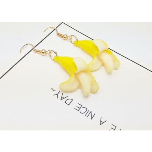 Trendy Lemon Yellow Banana Funny Earrings Sweet Fresh Fruit Acrylic korean Earrings For Women fashion Jewelry 2020