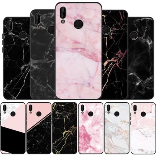 Marble Black Pink black soft Phone Case for huawei P40 P30 P20 P10 Pro lite P9 Lite nova 4E 6SE Psmart 2019 Y6 9 Prime
