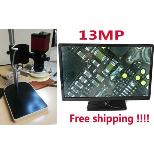 Microscope set HD 13MP HDMI VGA Industrial Microscope Camera+130X C mount lens+56 LED ring Light+stand holder for phone Repair