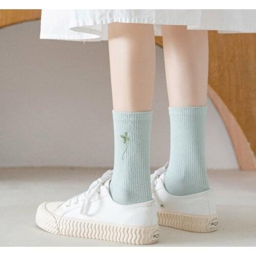 2021 New Socks Spring and Autumn Floor Medium Tube Socks Combed Cotton Comfortable Breathable Skin Friendly Socks women