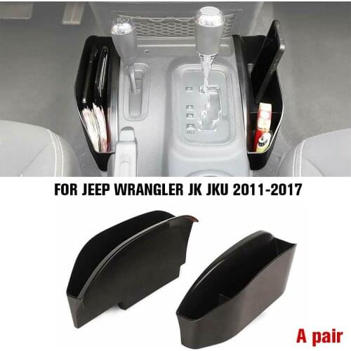 NEW 2Pcs Black ABS Gear Shift Side Console Storage Box Tray Holder For Jeep for Wrangler JK JKU 2011-2017
