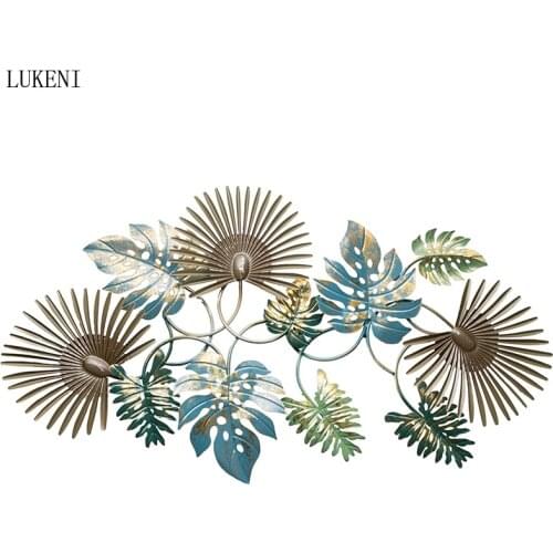 Light Luxury Living Room Sofa Wrought Iron Wall Decoration Nordic Metal Background Wall Leaf Pendant Home Wood Board Decoration