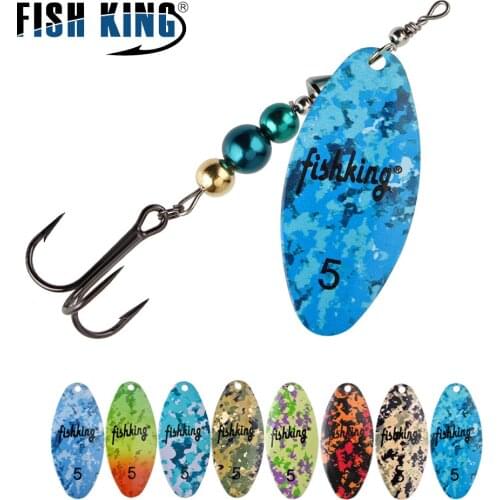 FISH KING 11/15/21g Spinner Bait Hard Lures Spoon Size 1-5# Arttificial Metal Fishing Lure With Treble Hook For Bass Pike