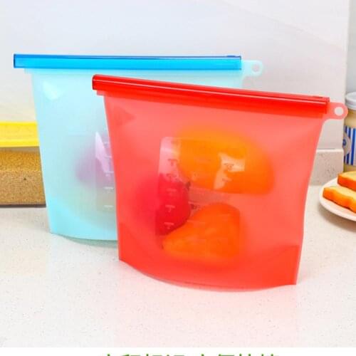 1pcs 1500ml Silicone Fresh-keeping Bag Large Capacity Leakproof Zipper Freezer Bags Dishwasher Safe for Marinate Meats, Sandwich