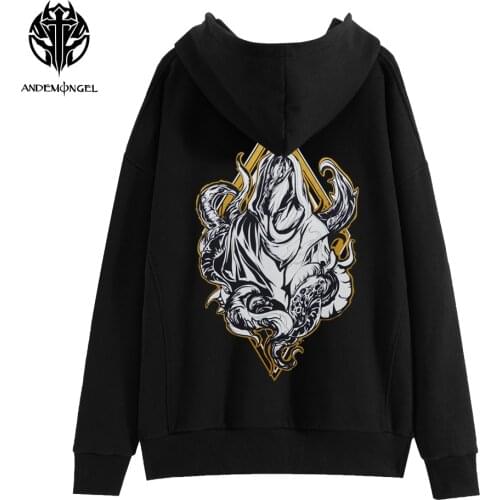 ANDEMONGEL Cthulhu Mythos Hastur High Street Men Women Unisex Oversize Casual Cotton Hoodie Hooded Autumn Sweatshirt
