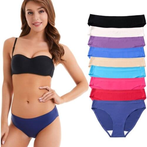 New Solid Womens Underwear 9 Colors Ice Silk Seamless Panties for Women Full Hip Briefs Female Sexy Underwear Ladies