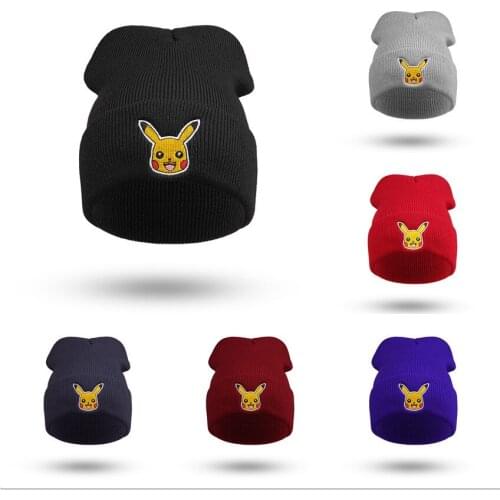 Pikachu knitted hats men women winter warm caps Pokemon outdoor warm windproof hats for teenagers children Christmas gifts