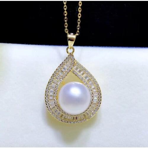 YIKALAISI 925 Sterling Silver Jewelry Pearl Pendants 2020 Fine Natural Oblate Pearl jewelry 11-12mm Pendants For Women wholesale