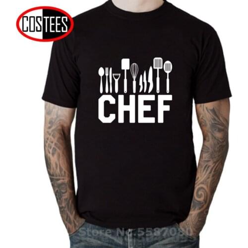 Funny Kitchen Cooking Weapons T shirt men Knife Fork Scoops whisk for Foodie Chef Cooker T-shirt summer Tatooine brand clothing