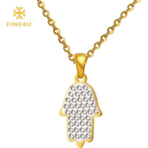 2019 New FINE4U N086 Penguin Pendant Necklace with Cubic Zirconia 316L Stainless Steel Choker Necklaces For Women