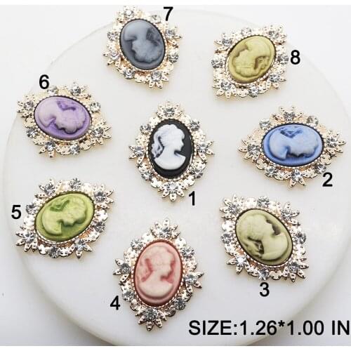 ZMASEY Fashion Hot 10pcs/Lot 1.2*1.05 Inch Gold Buttons Decor accessories DIY Sewing Button Wedding Resin Head Portrait Mix