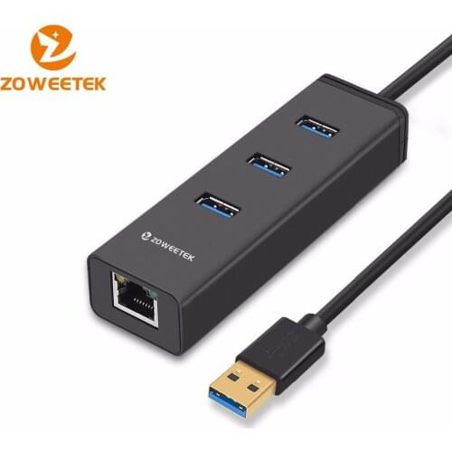 Zoweetek 3 Ports HUB USB 3.0 To RJ45 Gigabit Ethernet LAN Wifi Adapter 10/100/1000 Mbps Wired Network Card For Windows Mac Linux