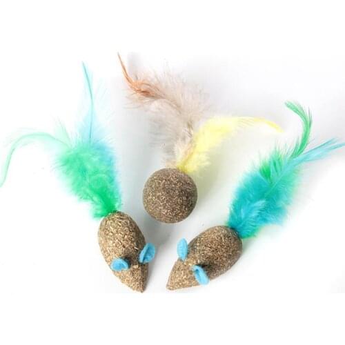 2PCS Catnip Toy Cute Fake Feather Cat Mouse Toy Cat Interactive Toy Pet Toy